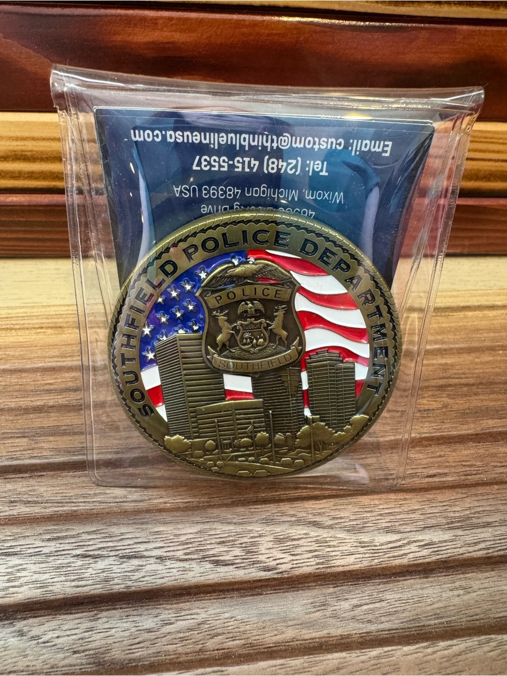 Southfield Police Department Challenge Coin - American Flag Design